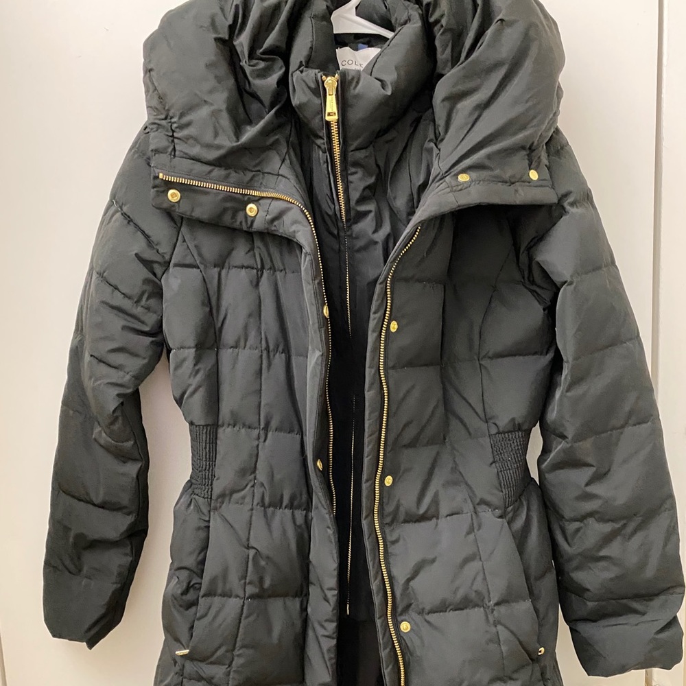 Cole Haan Black Women’s Box-Quilt Down Puffer Coat